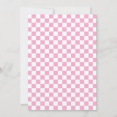 Roze en Witte Geruite Strik Baby Shower Kaart (Achterkant)