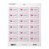 Roze en witte geruite Valentine-hart Etiket (Full Sheet)