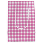 Roze en witte geruite verjaardag medium cadeauzakje (Achterkant)