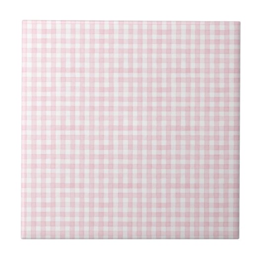 Roze en witte geruite vintage ontwerp tegeltje (Voorkant)