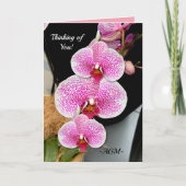 Roze en witte gespikkelde orchideeën, notitiekaart (Voorkant)