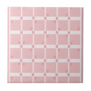 Roze en witte gestippelde keramische tegels tegeltje