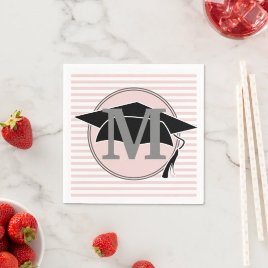 Roze en witte gestreept afdekkappartij servet (Insitu)