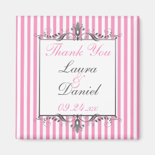 Roze en witte gestreept bruiloft voor Magnet