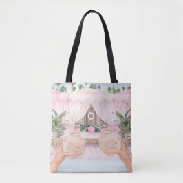 Roze en witte gestreept Cabana - Gepersonaliseerde Tote Bag
