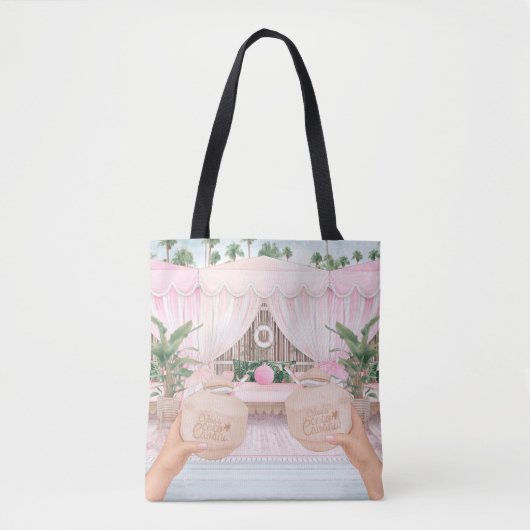 Roze en witte gestreept Cabana - Gepersonaliseerde Tote Bag (Voorkant)