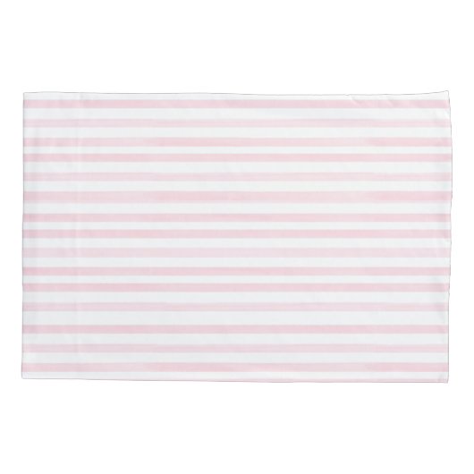 Roze en witte gestreept monogrammen kussensloop (Achterkant)