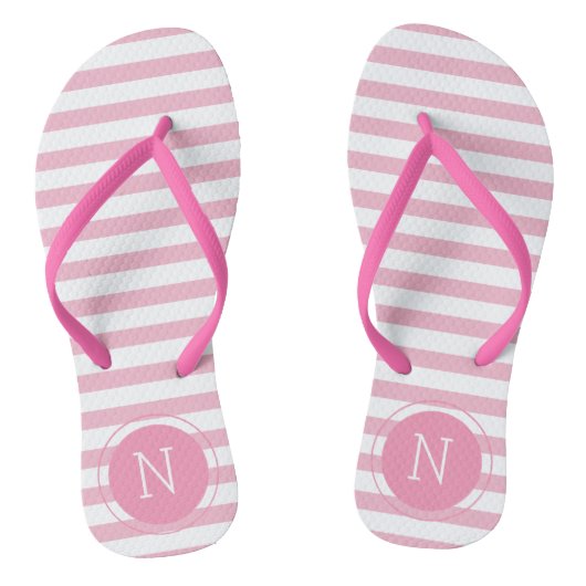 Roze en witte, gestreept Teenslippers (Voetbed)