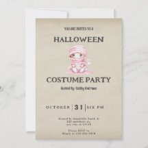 Roze en Witte Gestreepte Mummie Vintage Halloween
