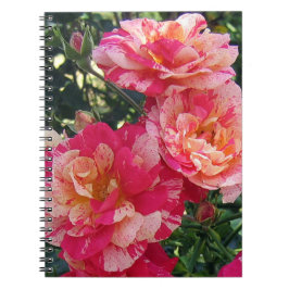 Roze en witte gestreepte Rozen Floral Art Small Notitieboek