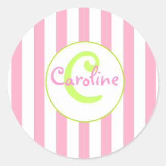 Roze en witte gestreepte Sticker met Limoen accent