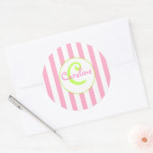 Roze en witte gestreepte Sticker met Limoen accent (Envelop)