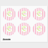 Roze en witte gestreepte Sticker met Limoen accent (Vel)