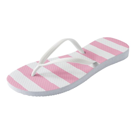 Roze en witte gestreepte Teenslippers (Schuin)