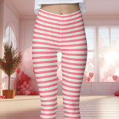 Roze en witte gestreepte Valentijnsdag Leggings