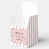 Roze en Witte Gestreepte Verjaardag Bedankt Naam Bedankdoosjes (Geopend)