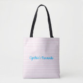 Roze en witte gestreepte vierkantjes tote bag (Voorkant)