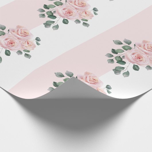 Roze en witte gestreepte waterverfrozen cadeaupapier (Hoek)