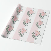 Roze en witte gestreepte waterverfrozen cadeaupapier (Uitgerold)