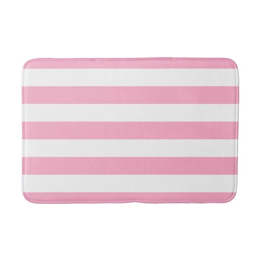 Roze en witte gestripte Bath Mat (Voorkant)