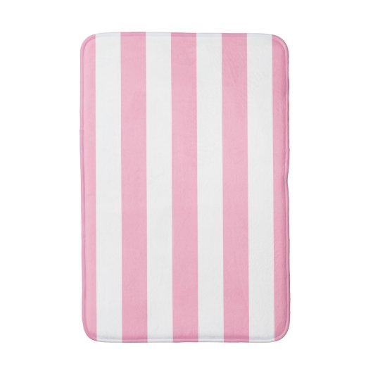 Roze en witte gestripte Bath Mat (Voorkant Verticaal)