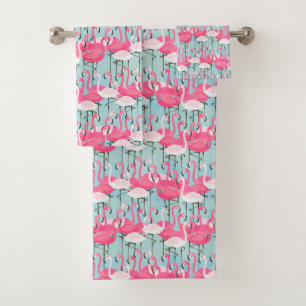 Roze en witte gewassen van vlamingos bad handdoek