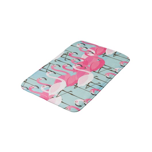 Roze en witte gewassen van vlamingos badmat (Gekanteld)