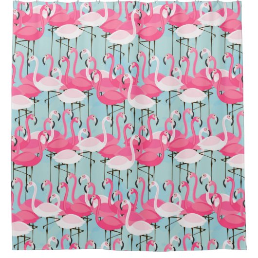 Roze en witte gewassen van vlamingos douchegordijn (Voorkant)
