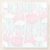 Roze en witte gewassen van vlamingos glazen onderzetter (Achterkant)