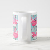 Roze en witte gewassen van vlamingos grote koffiekop (Achterkant)