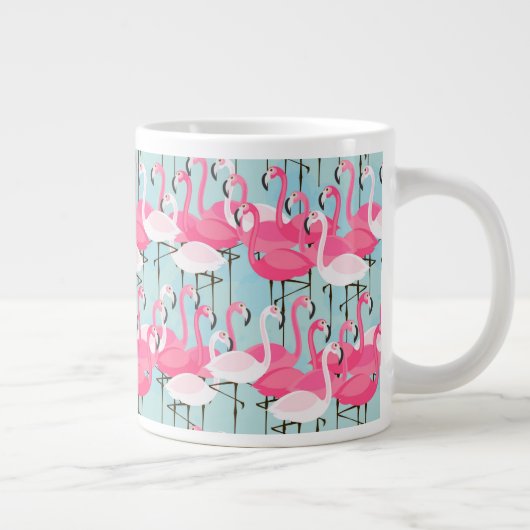 Roze en witte gewassen van vlamingos grote koffiekop (Rechts)