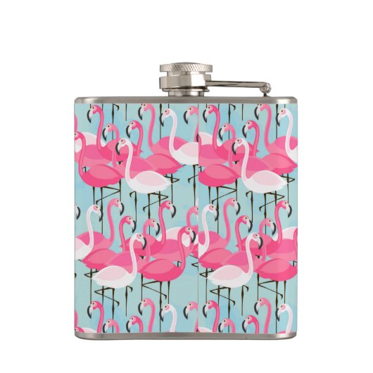 Roze en witte gewassen van vlamingos heupfles (Achterkant)