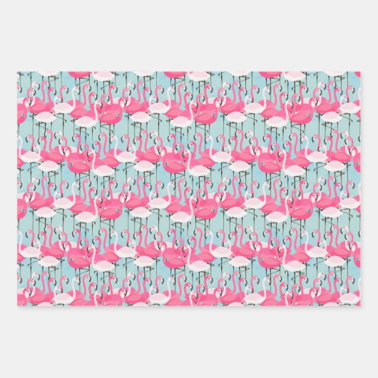 Roze en witte gewassen van vlamingos inpakpapier vel (Voorkant 3)