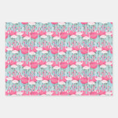 Roze en witte gewassen van vlamingos inpakpapier vel (Voorkant)