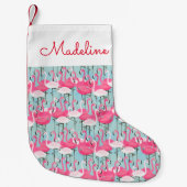 Roze en witte gewassen van vlamingos | Jouw namen  Kleine Kerstsok (Voorkant)