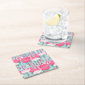 Roze en witte gewassen van vlamingos kartonnen onderzetters (Insitu)