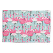 Roze en witte gewassen van vlamingos kussensloop (Achterkant-Links)