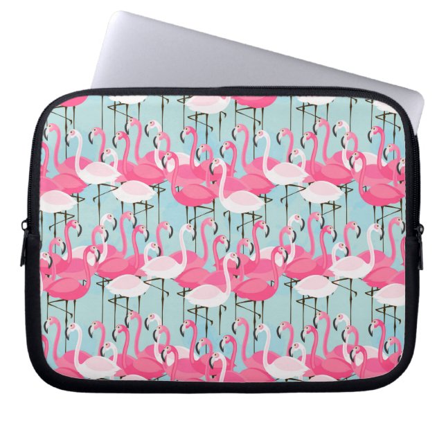 Roze en witte gewassen van vlamingos laptop sleeve (Voorkant)