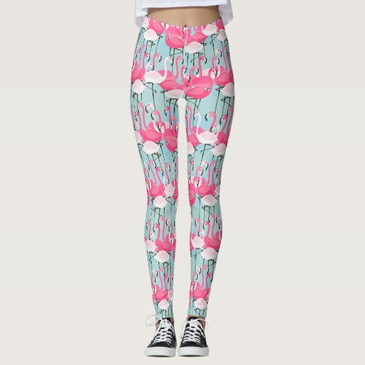 Roze en witte gewassen van vlamingos leggings (Voorkant)
