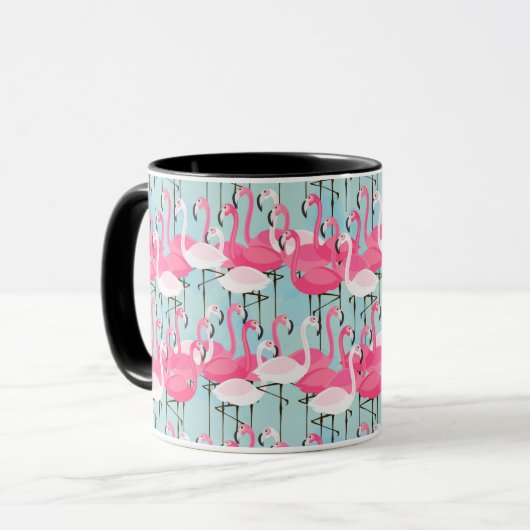 Roze en witte gewassen van vlamingos mok (Voorkant links)