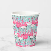 Roze en witte gewassen van vlamingos papieren bekers (Voorkant)