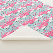 Roze en witte gewassen van vlamingos sherpa deken (3/4)