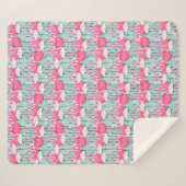 Roze en witte gewassen van vlamingos sherpa deken (Voorkant (horizontaal))