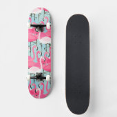 Roze en witte gewassen van vlamingos skateboard (Voorkant)