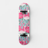 Roze en witte gewassen van vlamingos skateboard (Voorkant)