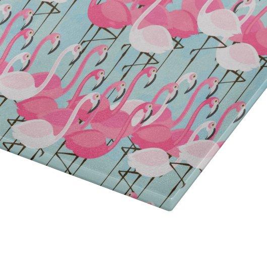 Roze en witte gewassen van vlamingos snijplank (Hoek)