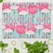 Roze en witte gewassen van vlamingos theedoek (Gevouwen)