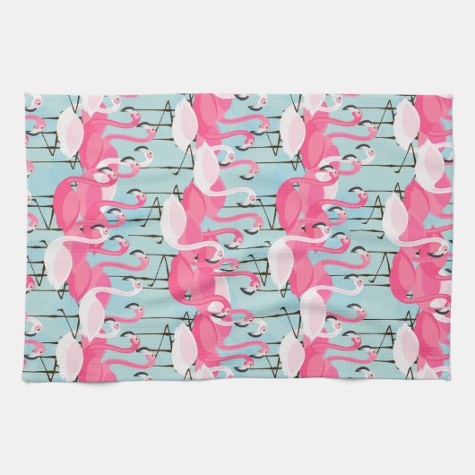 Roze en witte gewassen van vlamingos theedoek (Horizontaal)