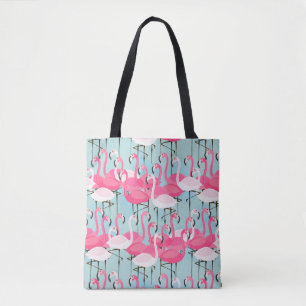 Roze en witte gewassen van vlamingos tote bag