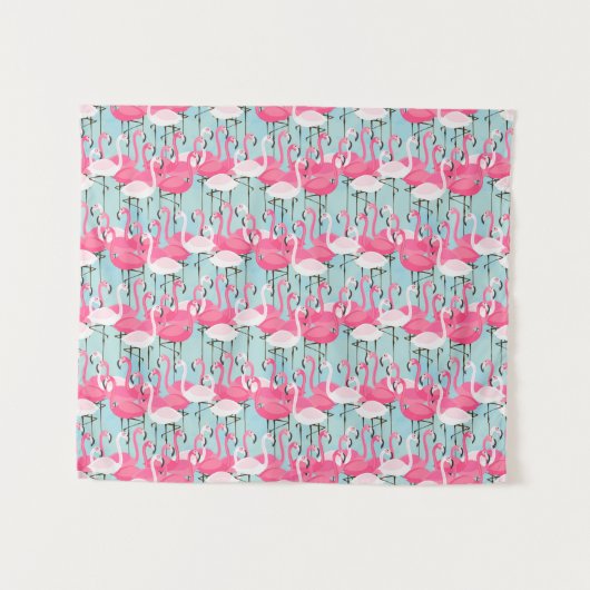 Roze en witte gewassen van vlamingos wandkleed (Voorkant (horizontaal))